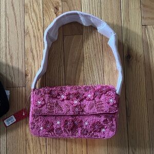 Kelly & Katie Pink Floral Beaded Shoulder Bag